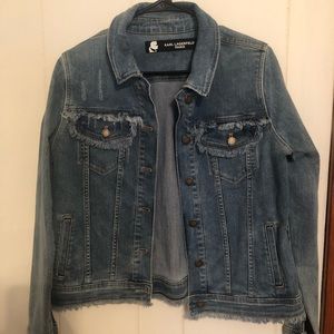 Karl Lagerfeld Distressed Denim Jacket